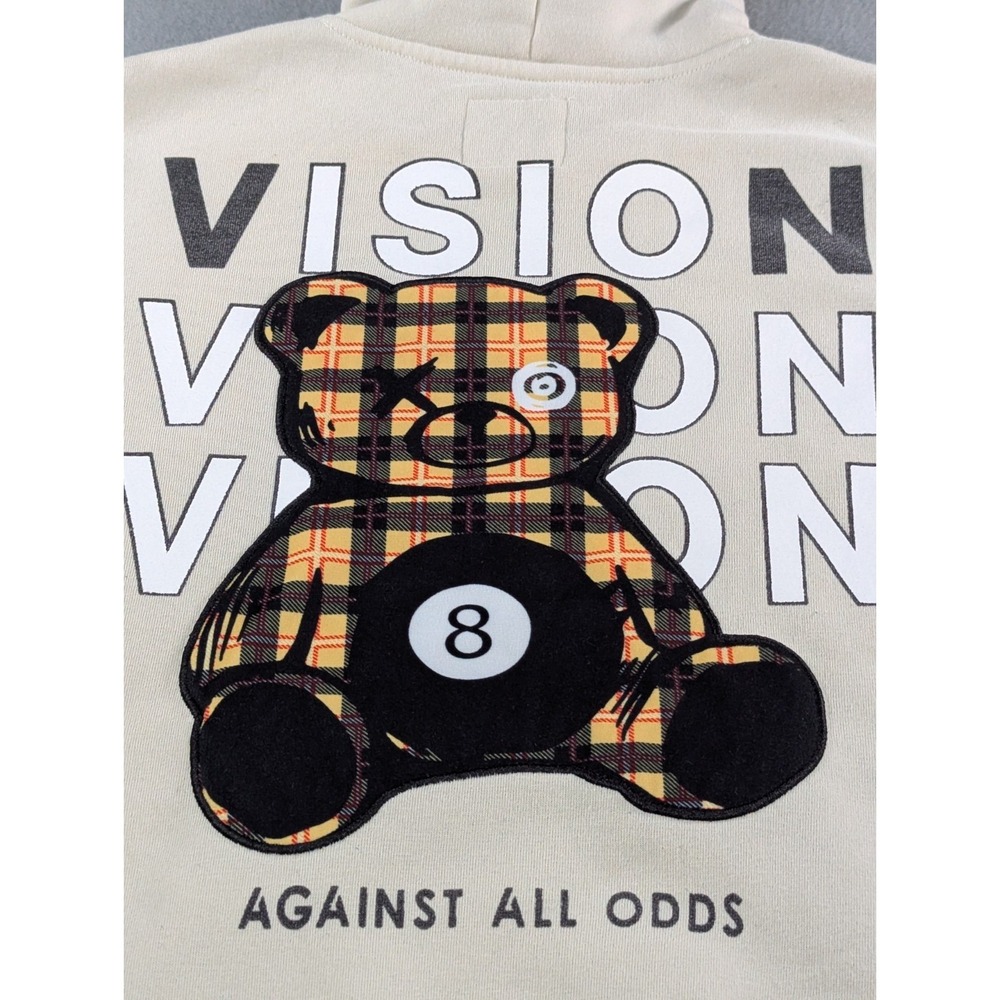 Chrome Edge CR24 Boys Vision Against All Odds Bear Hoodie Size 14-16 Beige Tan - Picture 10 of 14